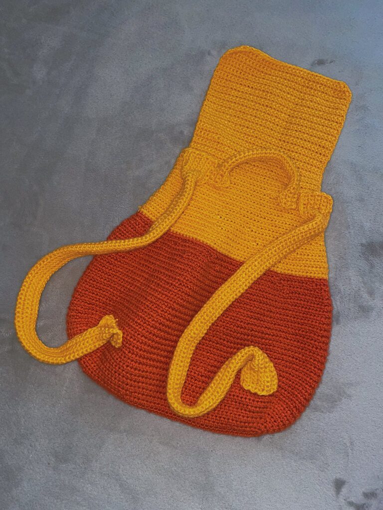 Yellow and Orange Crocheted Backpack