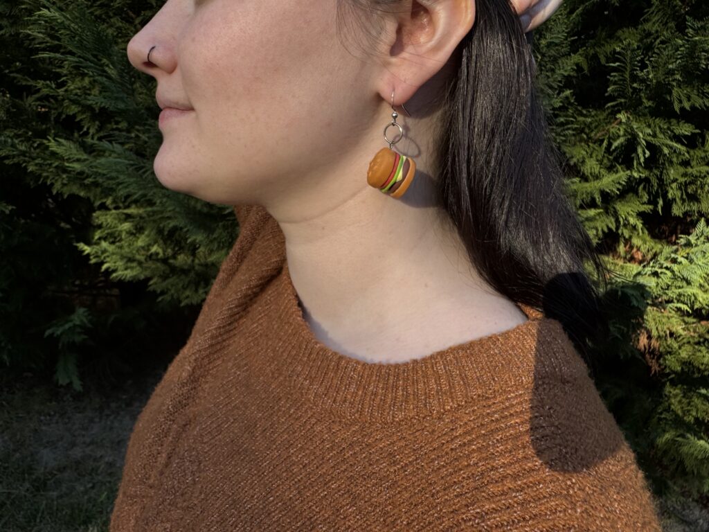 Burger Earrings Handmade from clay