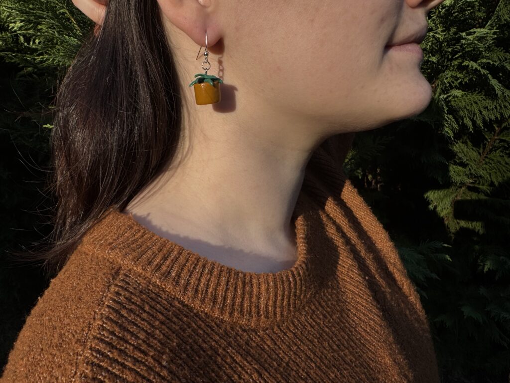 Potted Plant Earrings Handmade from clay