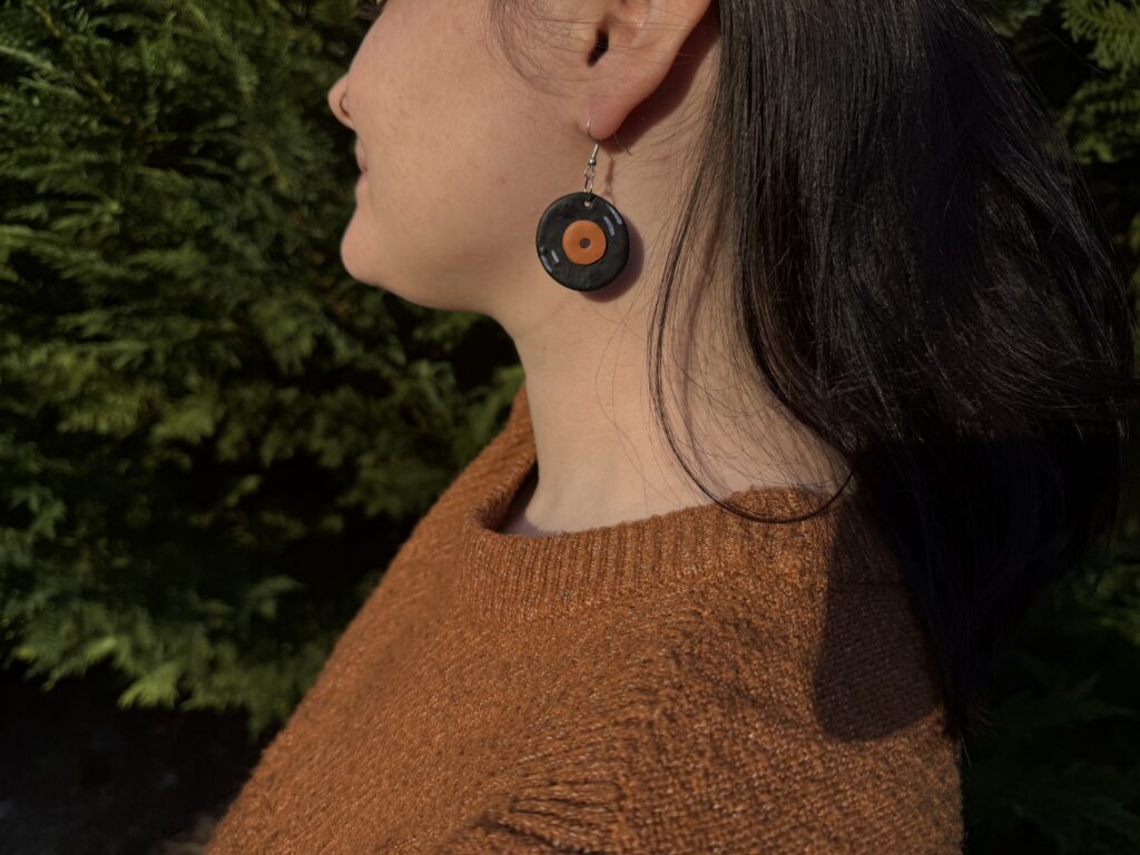 Record Earrings Handmade from clay