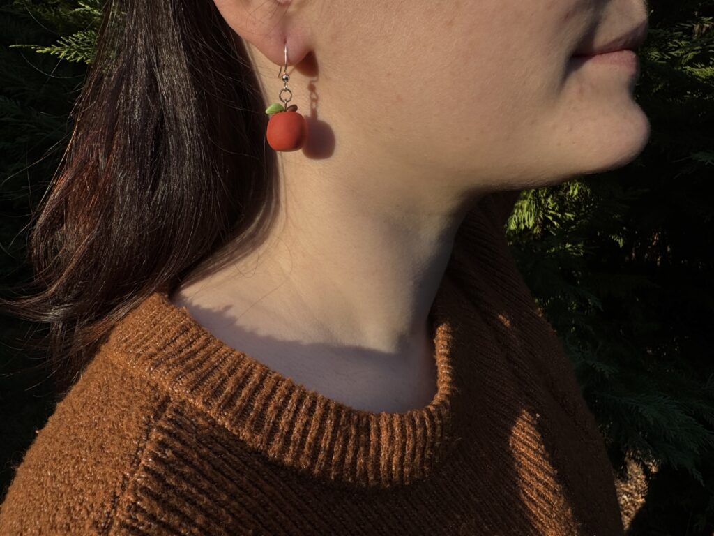 Red Apple Earrings Handmade from clay